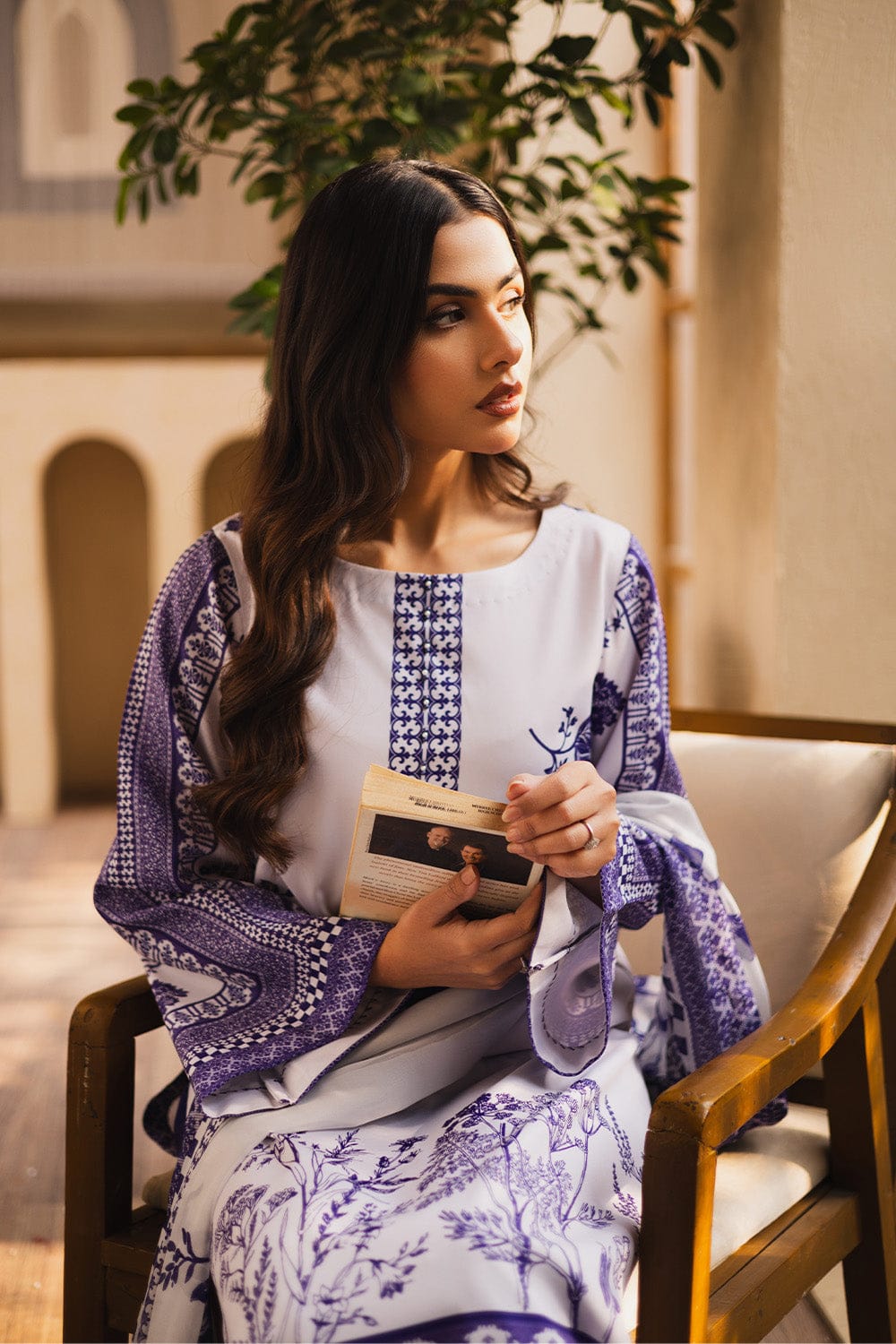 Indigo Bloom Printed 2-Piece Suit code 014