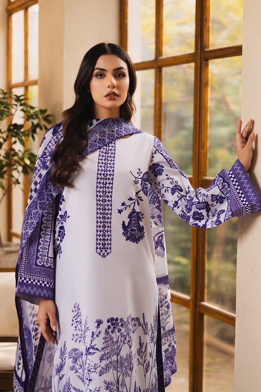 Indigo Bloom Printed 2-Piece Suit code 014