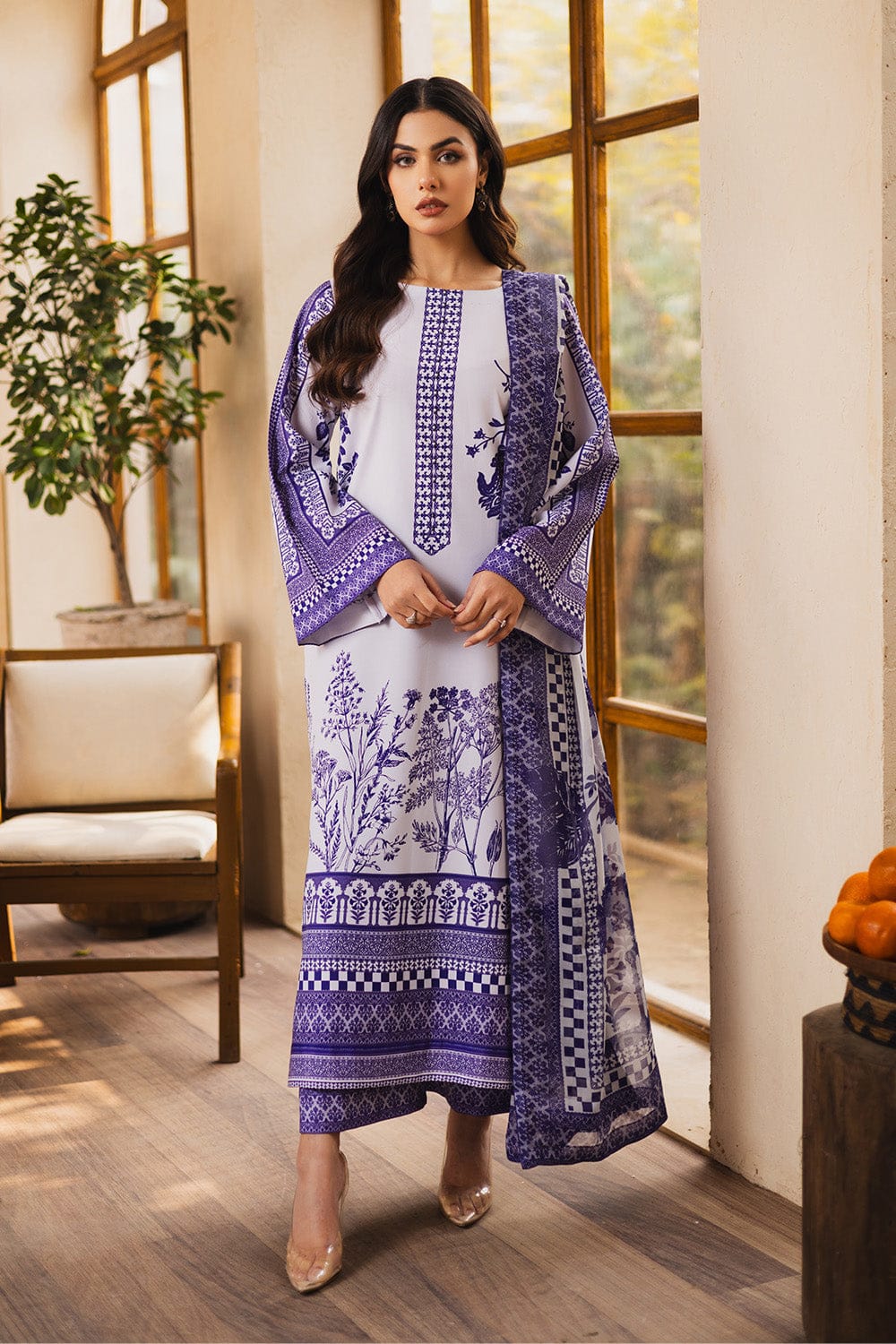 Indigo Bloom Printed 2-Piece Suit code 014
