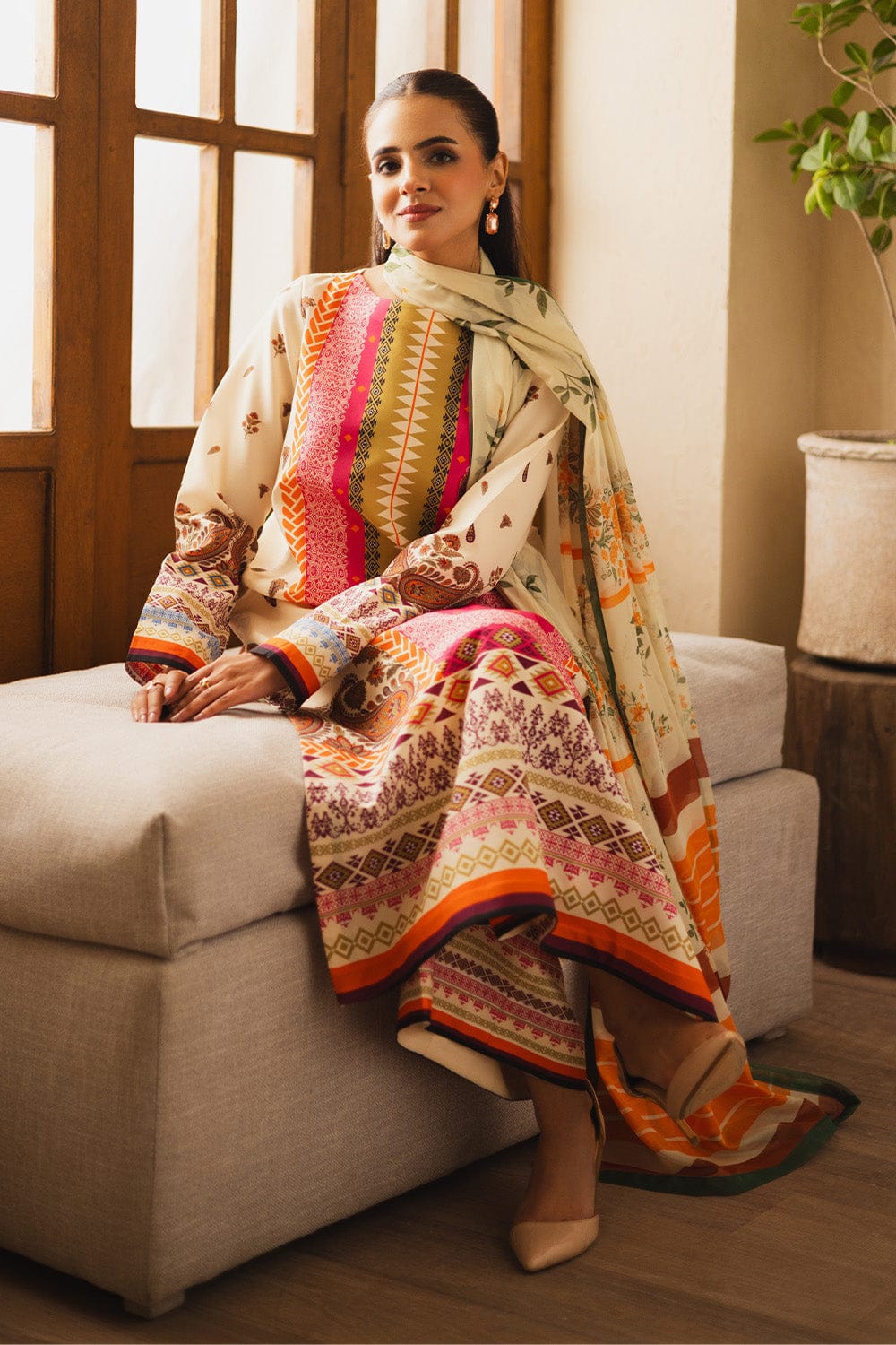 Pastel Fusion Printed 2-Piece Suit code 016