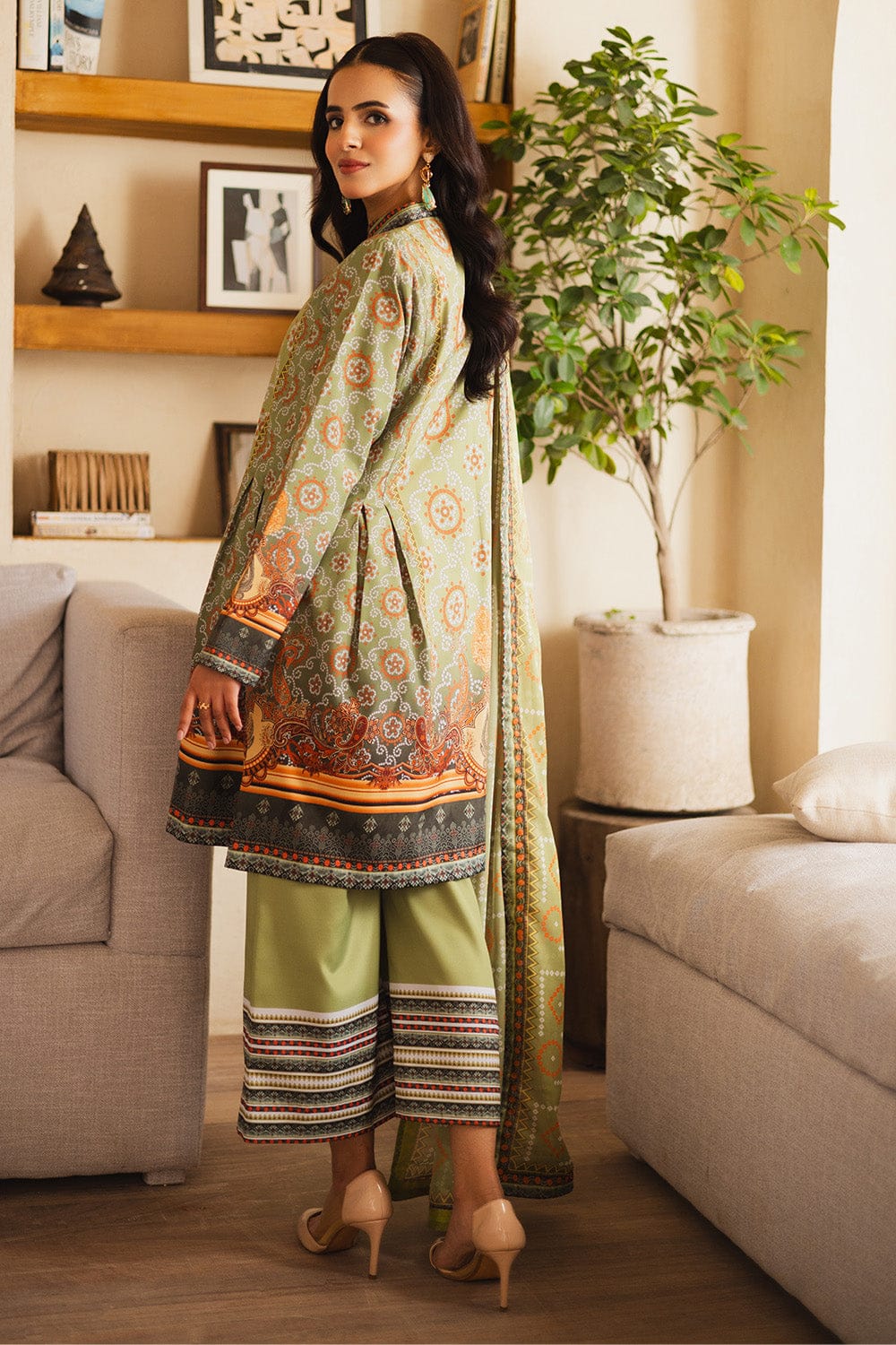 Olive Heritage Printed 2-Piece Suit code 018