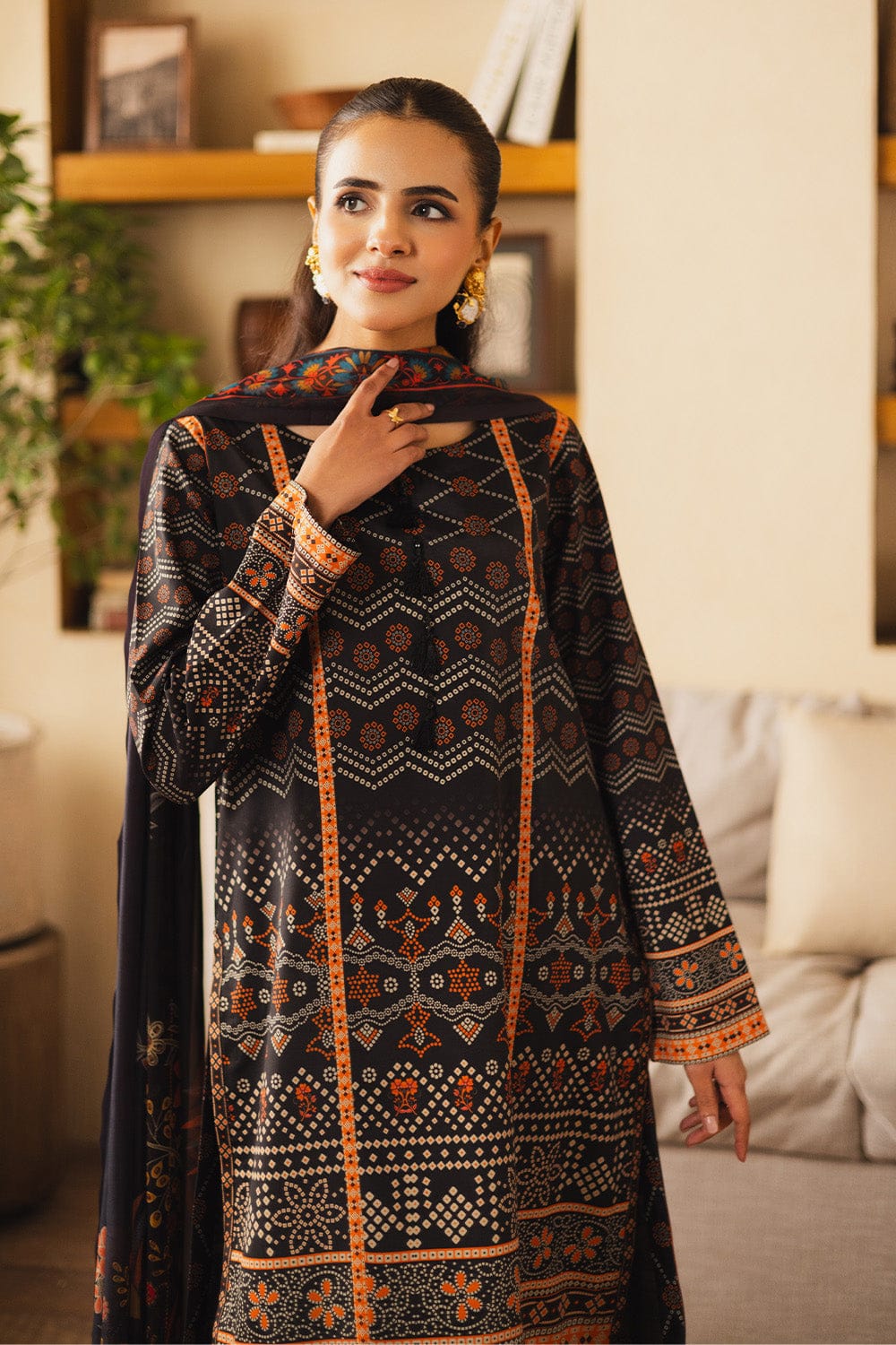 Midnight Ethnic Printed 2-Piece Suit code 019