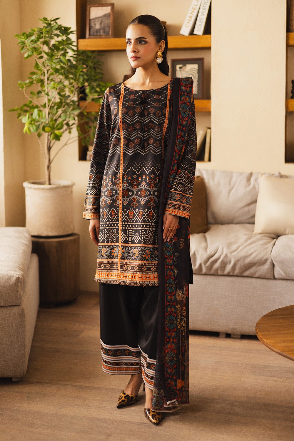 Midnight Ethnic Printed 2-Piece Suit code 019