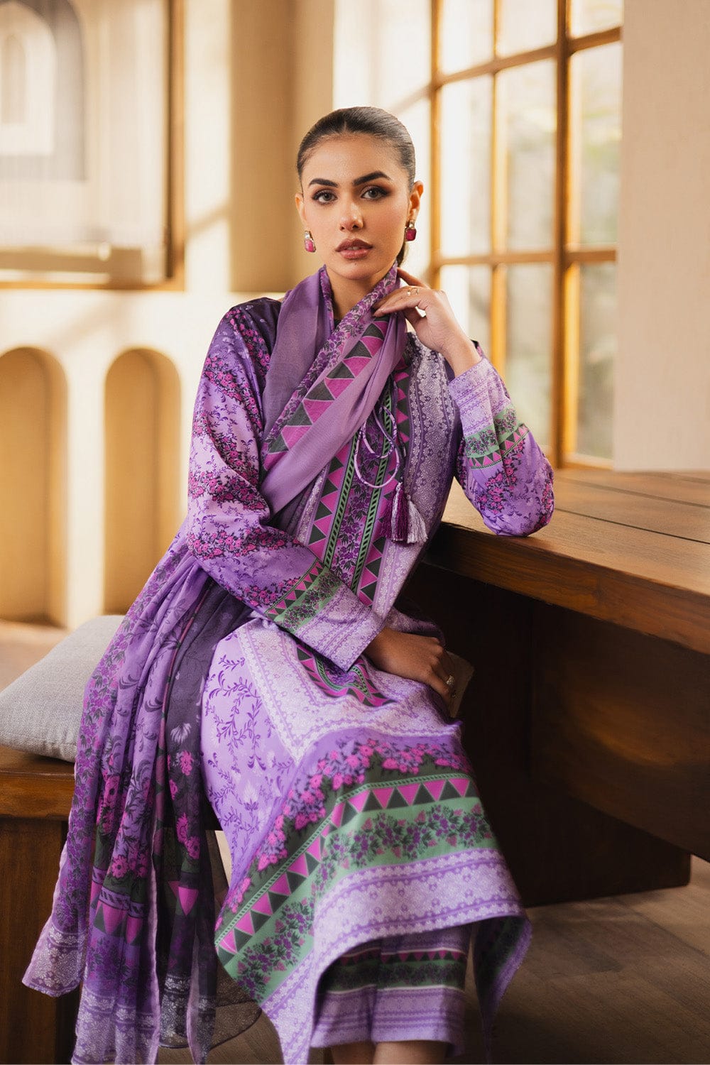 Lavender Printed 2-Piece Suit code 024