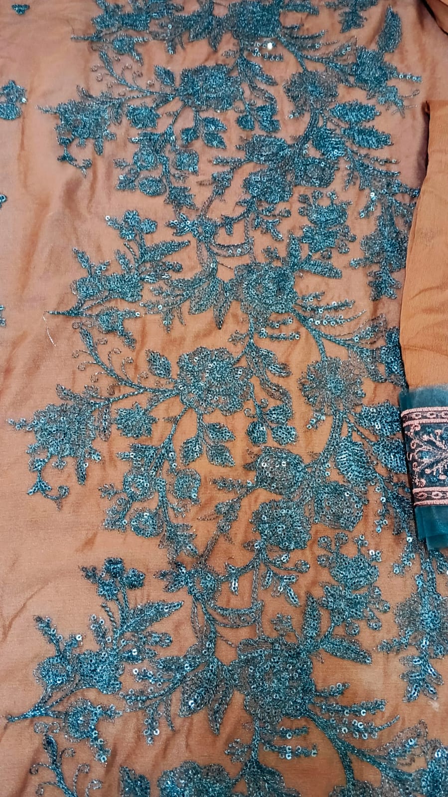 3PC Unstitched Chiffon Embroidered Suit (SAW-14)