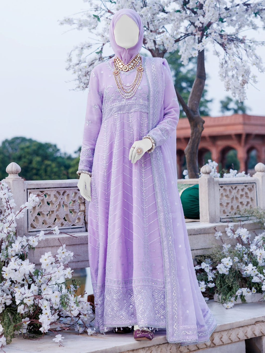 2PC Unstitched Chiffon Embroidered Suit | SAW-27