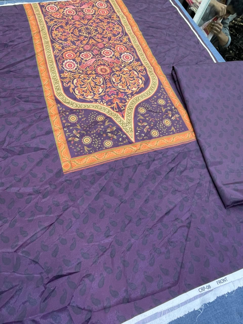 Royal Purple Printed Unstitched 2-Piece Suit code 028