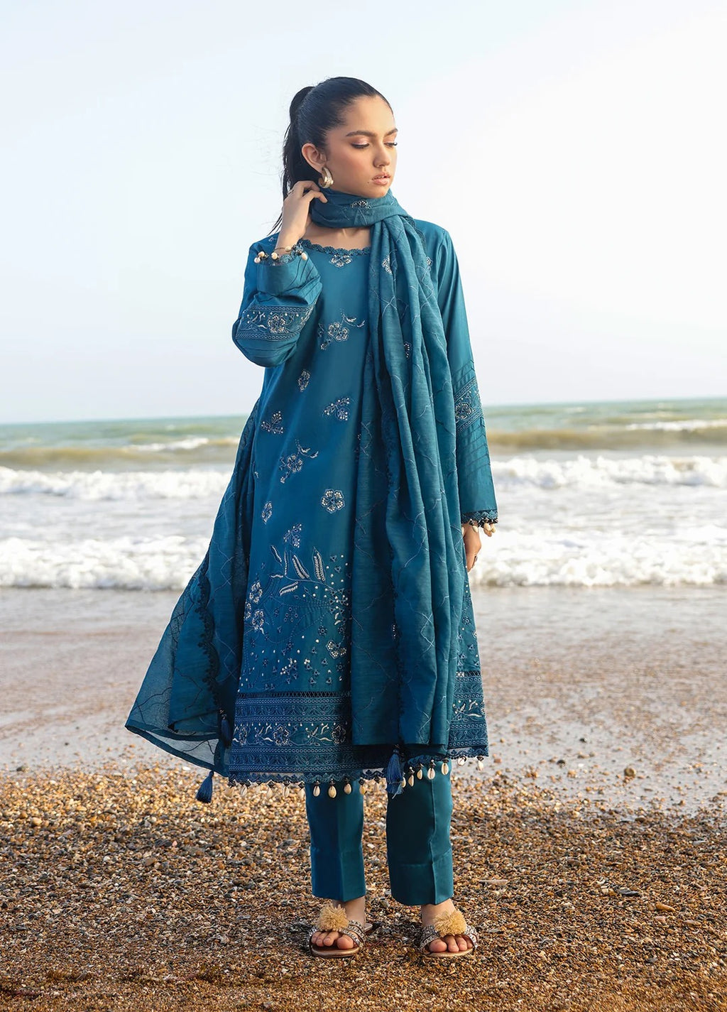 2PC Unstitched Lawn Embroidered Suit (SAW-15)