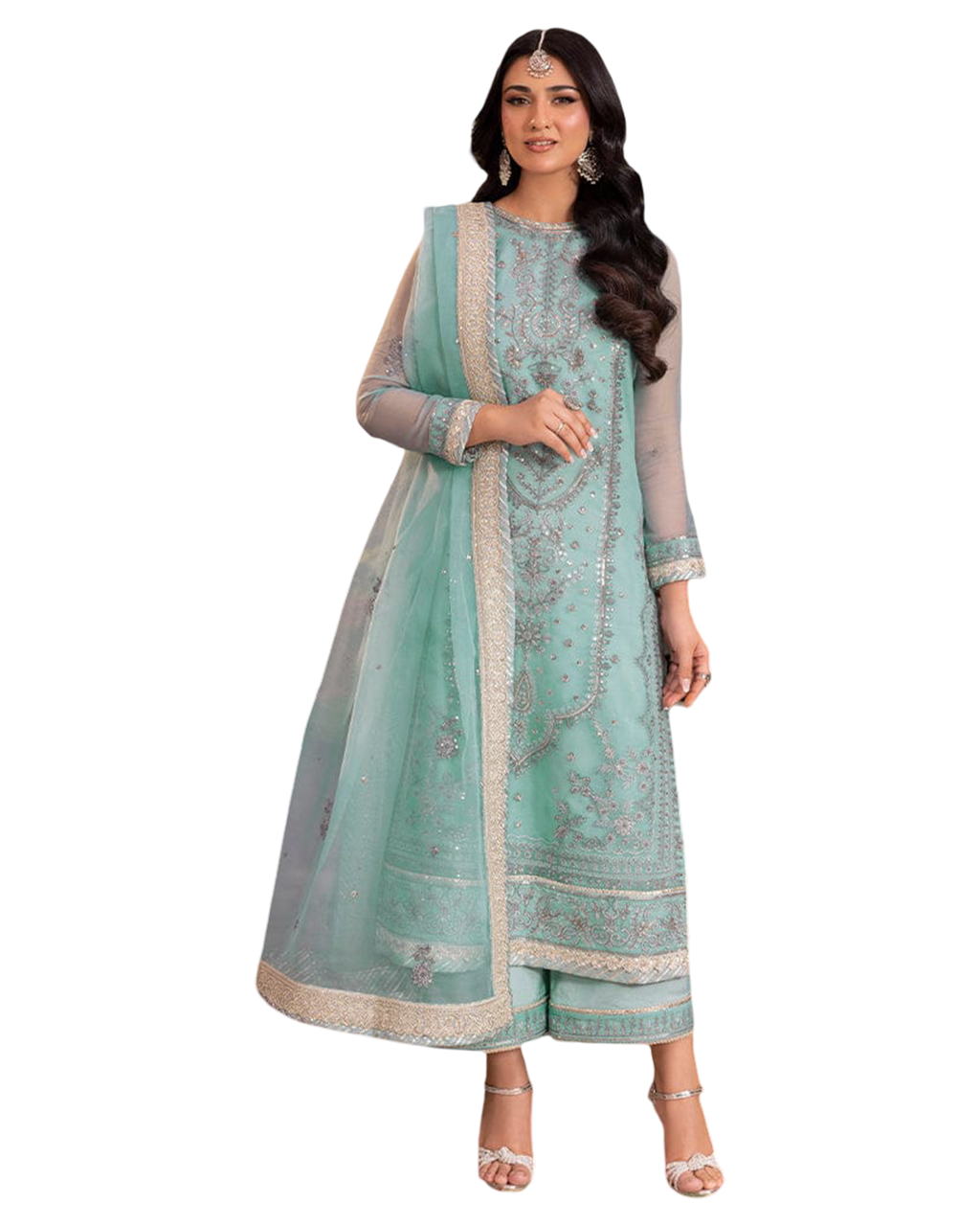 fabric organza colour blue unstiched 2pice dupatta organza code 011