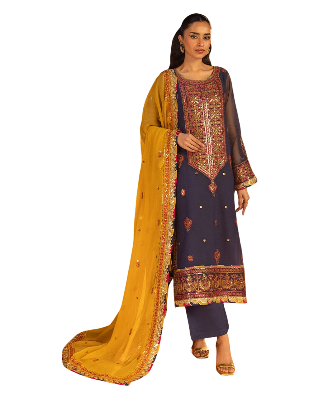 fabric chiffon  Colour blue  unstiched 2pice  dupatta chiffon code 018