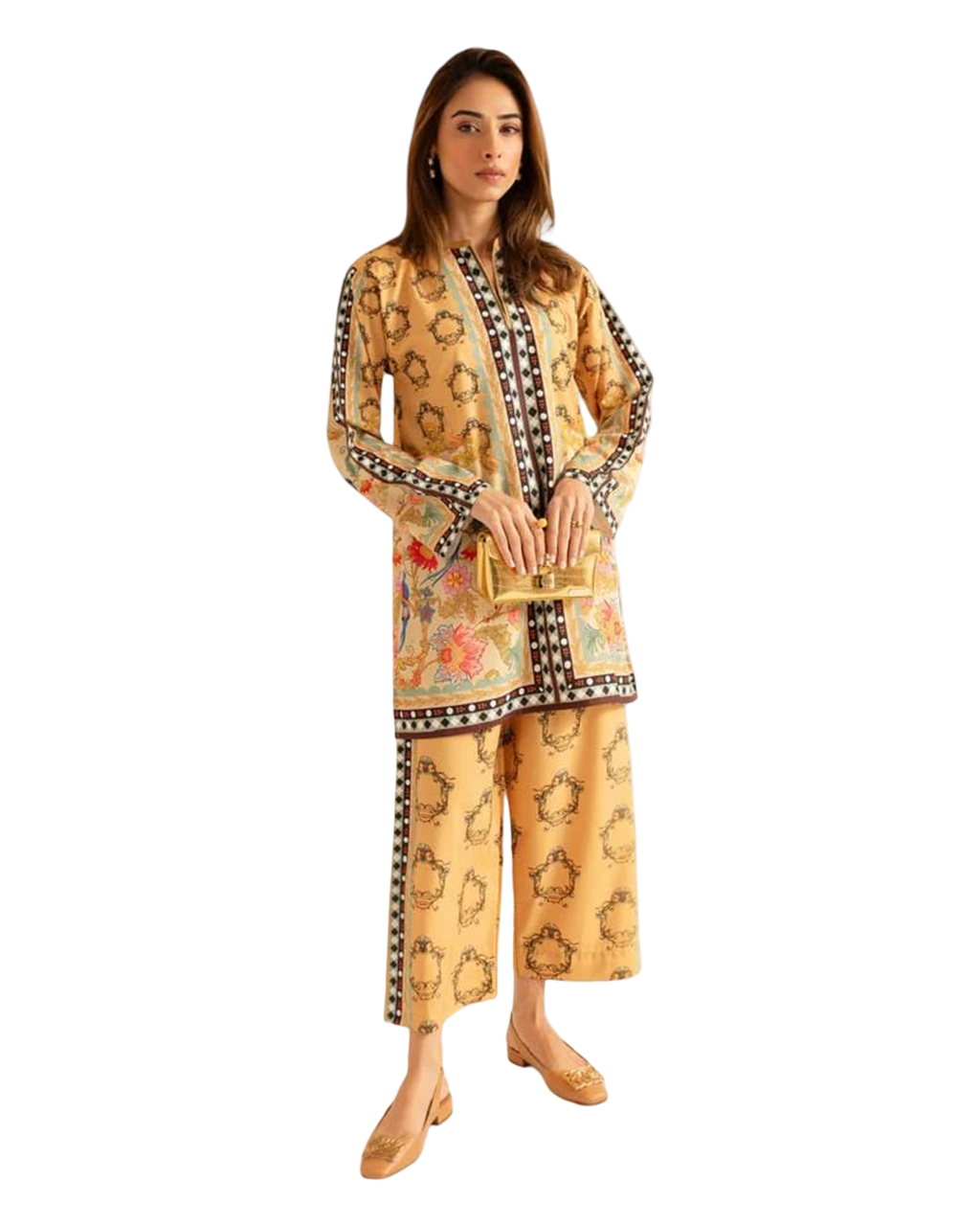 Mustard Printed 2-Piece Suit