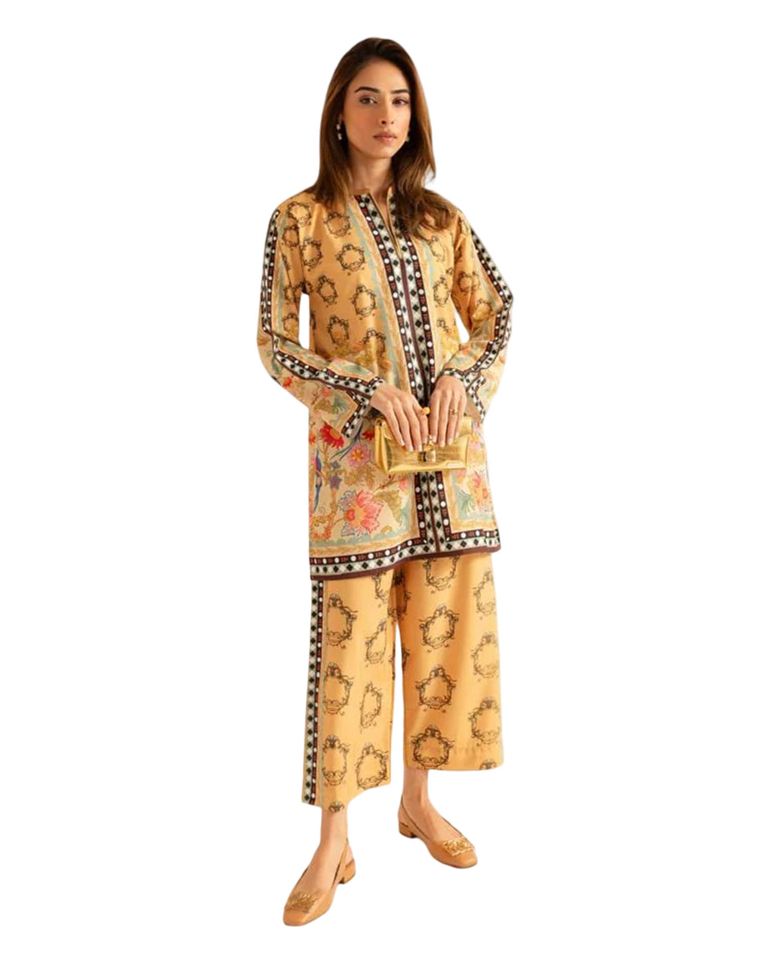 Mustard Printed 2-Piece Suit