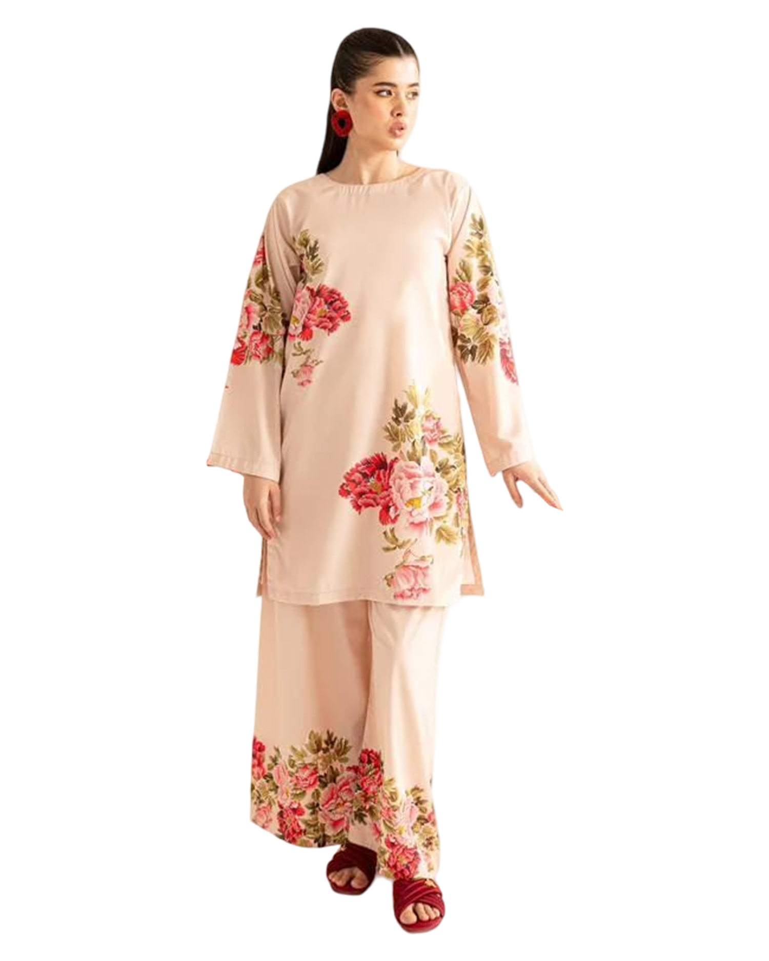 Blush Floral Printed 2-Piece Suit