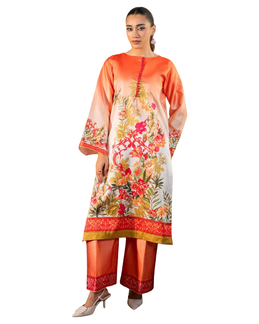 Coral Floral Printed 2-Piece Suit code 003