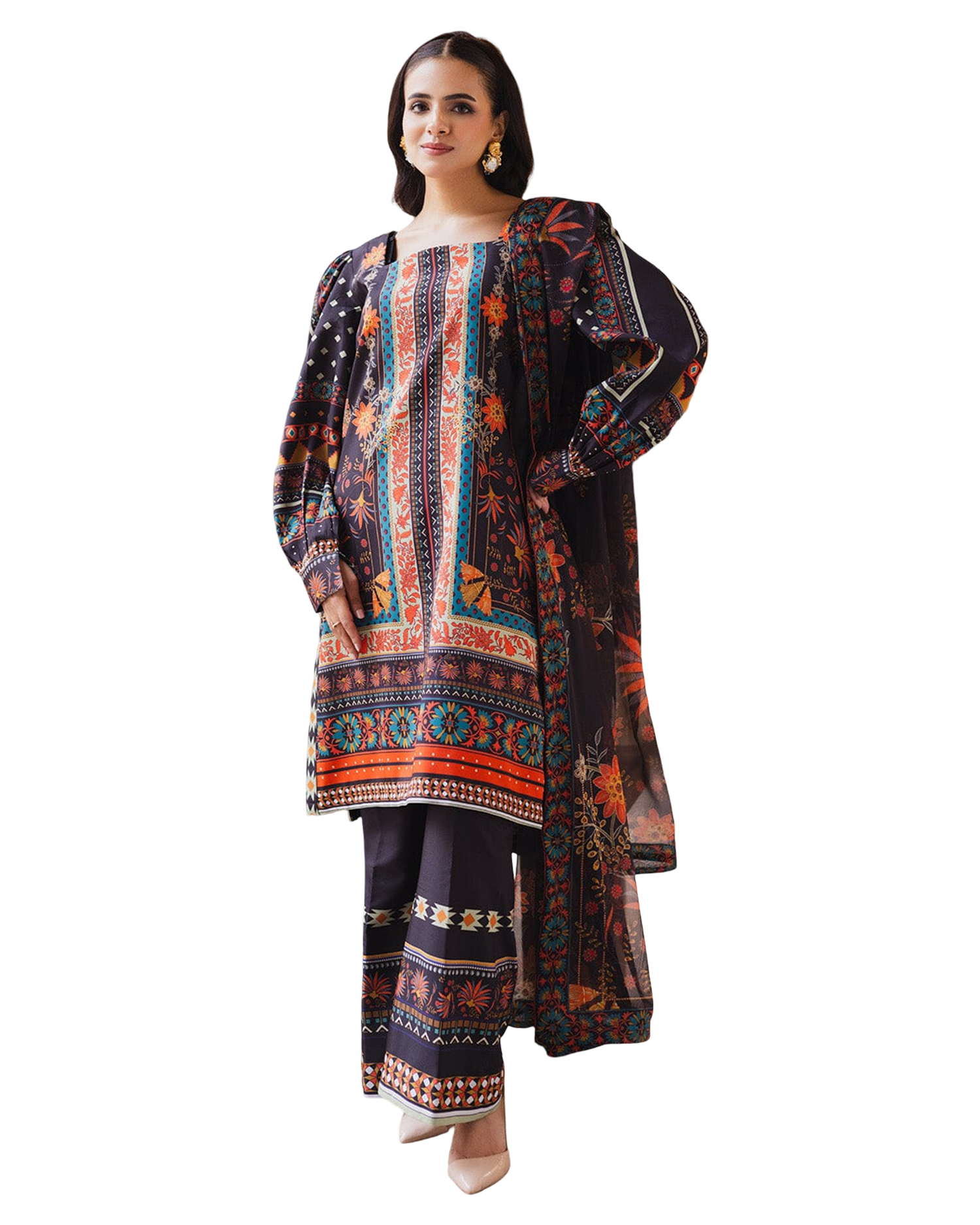 Midnight Black Printed 2-Piece Suit code 005