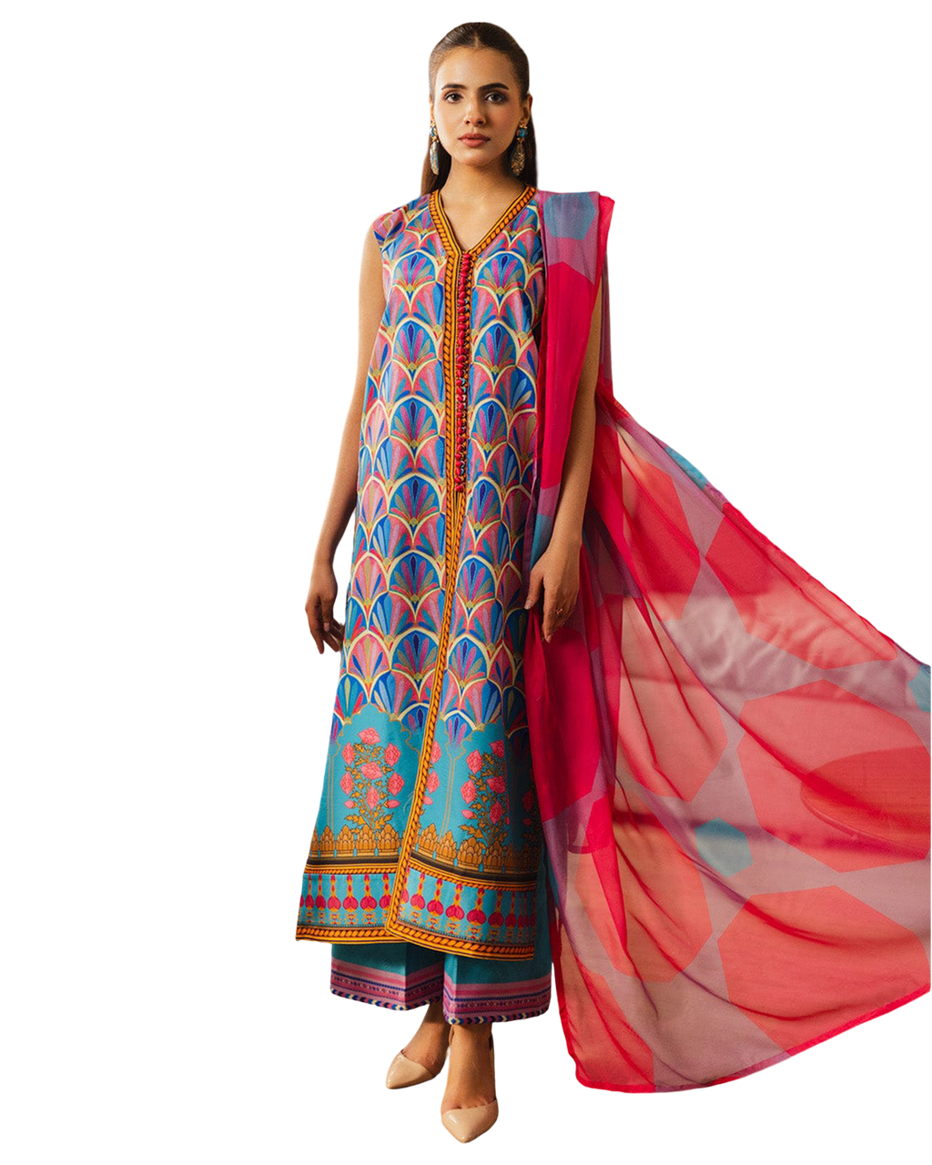 Vibrant Art-Inspired Printed 2-Piece Suit code 008