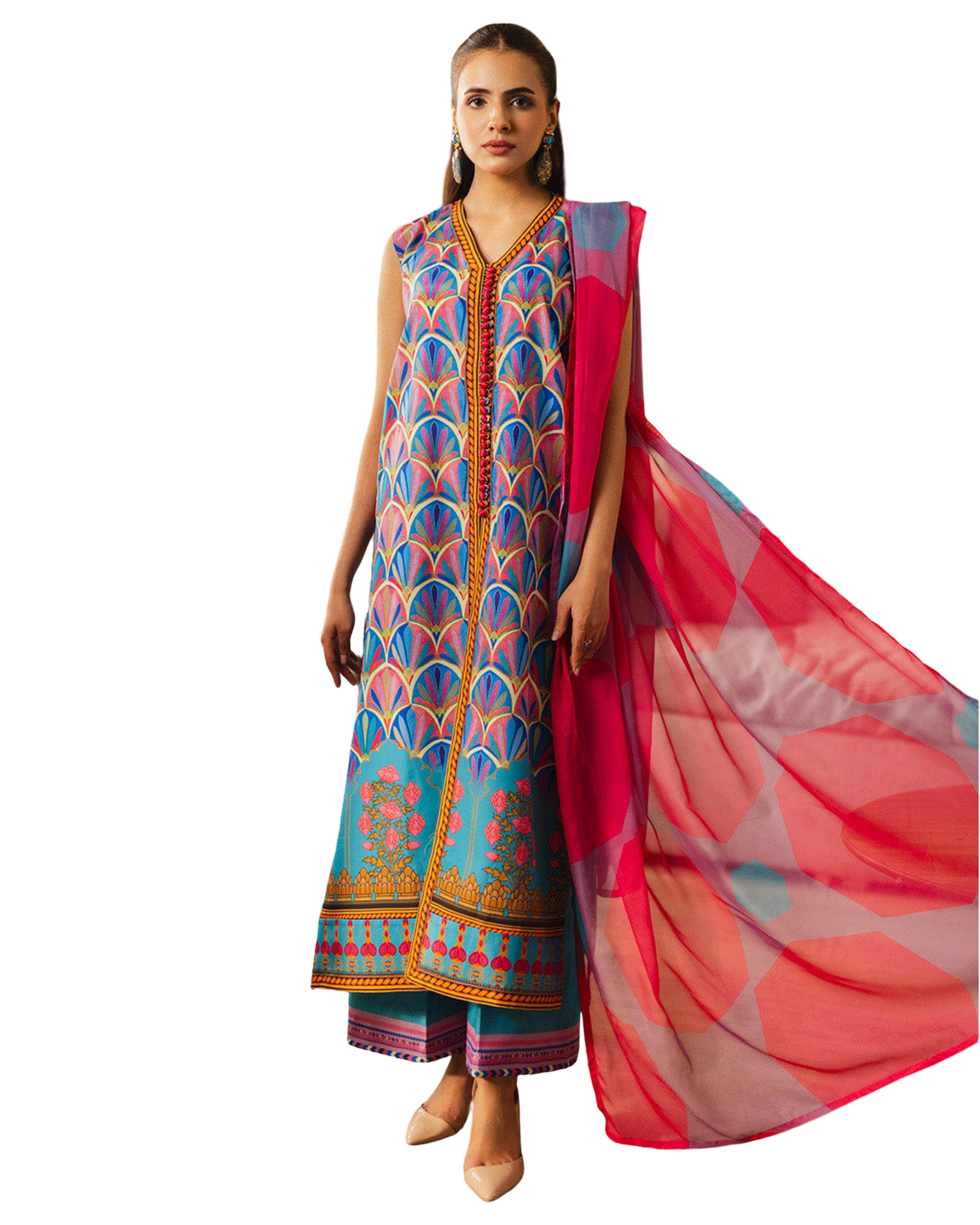 Vibrant Art-Inspired Printed 2-Piece Suit code 008