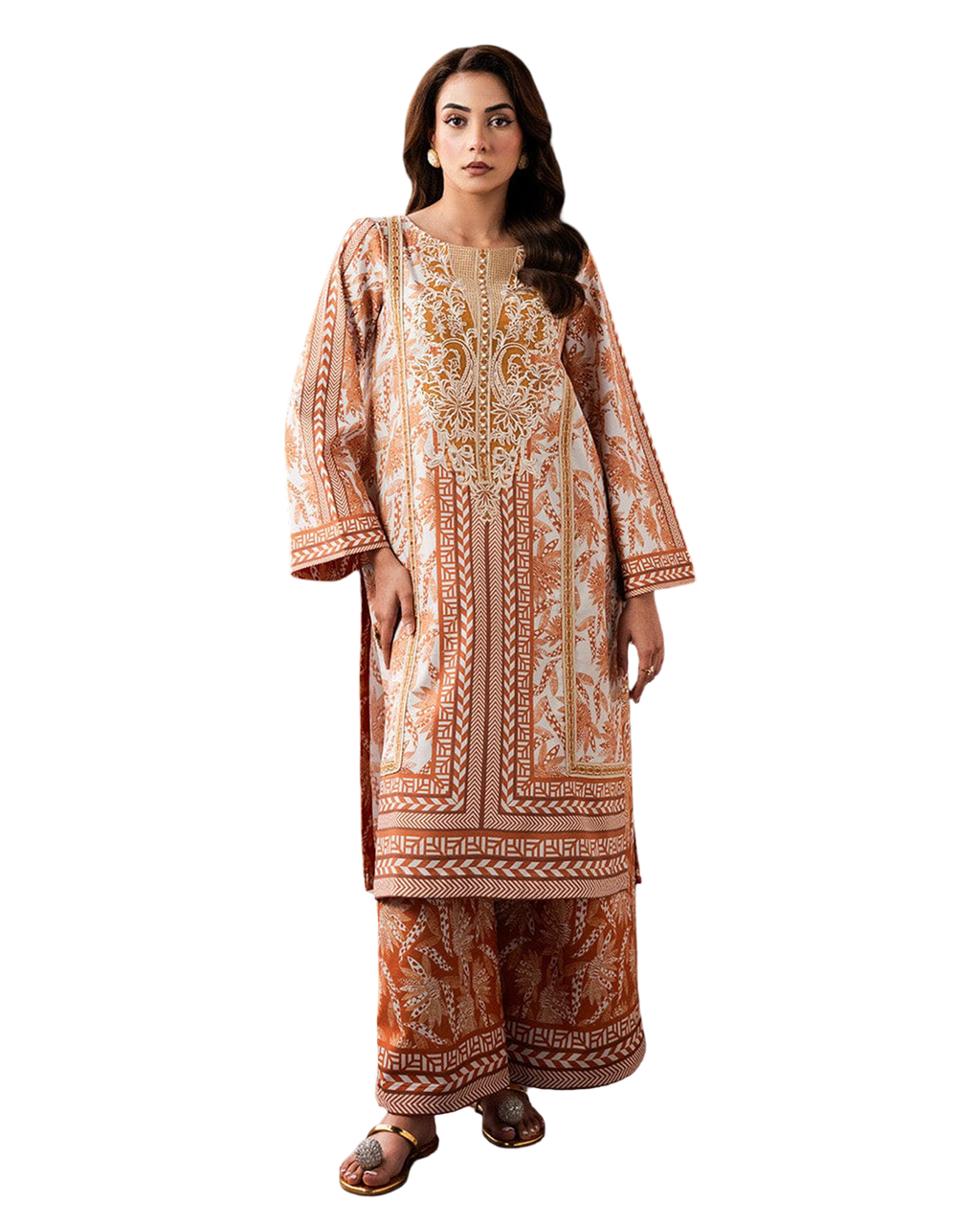 Rust & Ivory Printed 2-Piece Co-Ord Set code 013