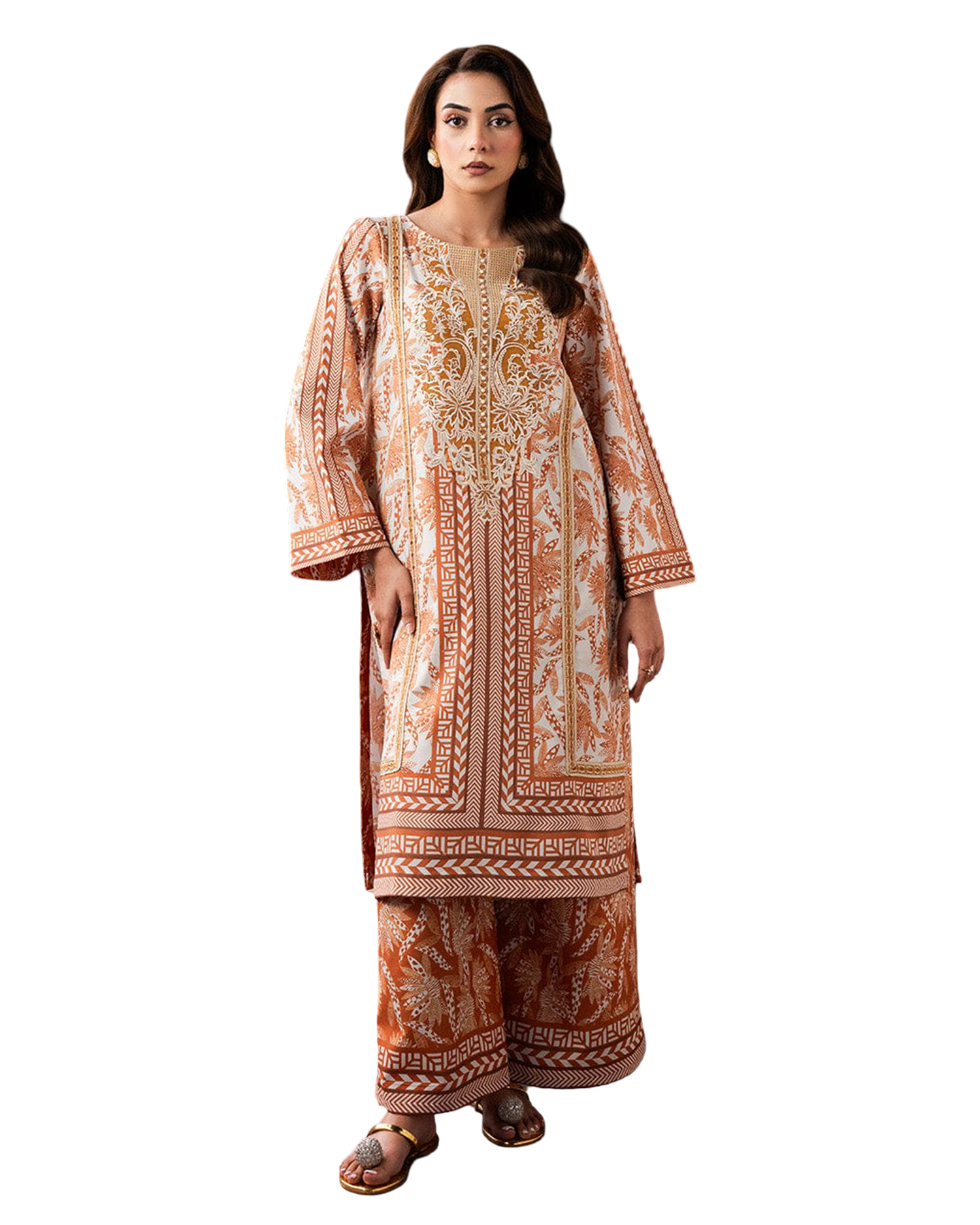 Rust & Ivory Printed 2-Piece Co-Ord Set code 013