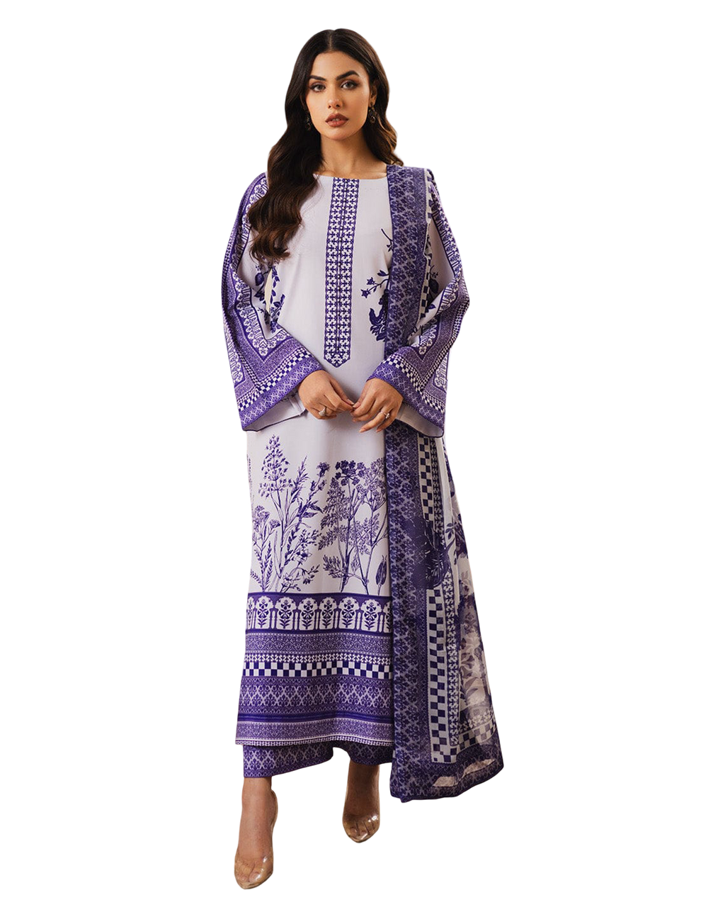Indigo Bloom Printed 2-Piece Suit code 014