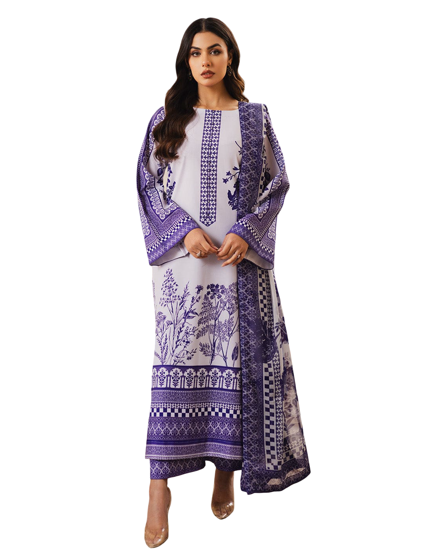Indigo Bloom Printed 2-Piece Suit code 014