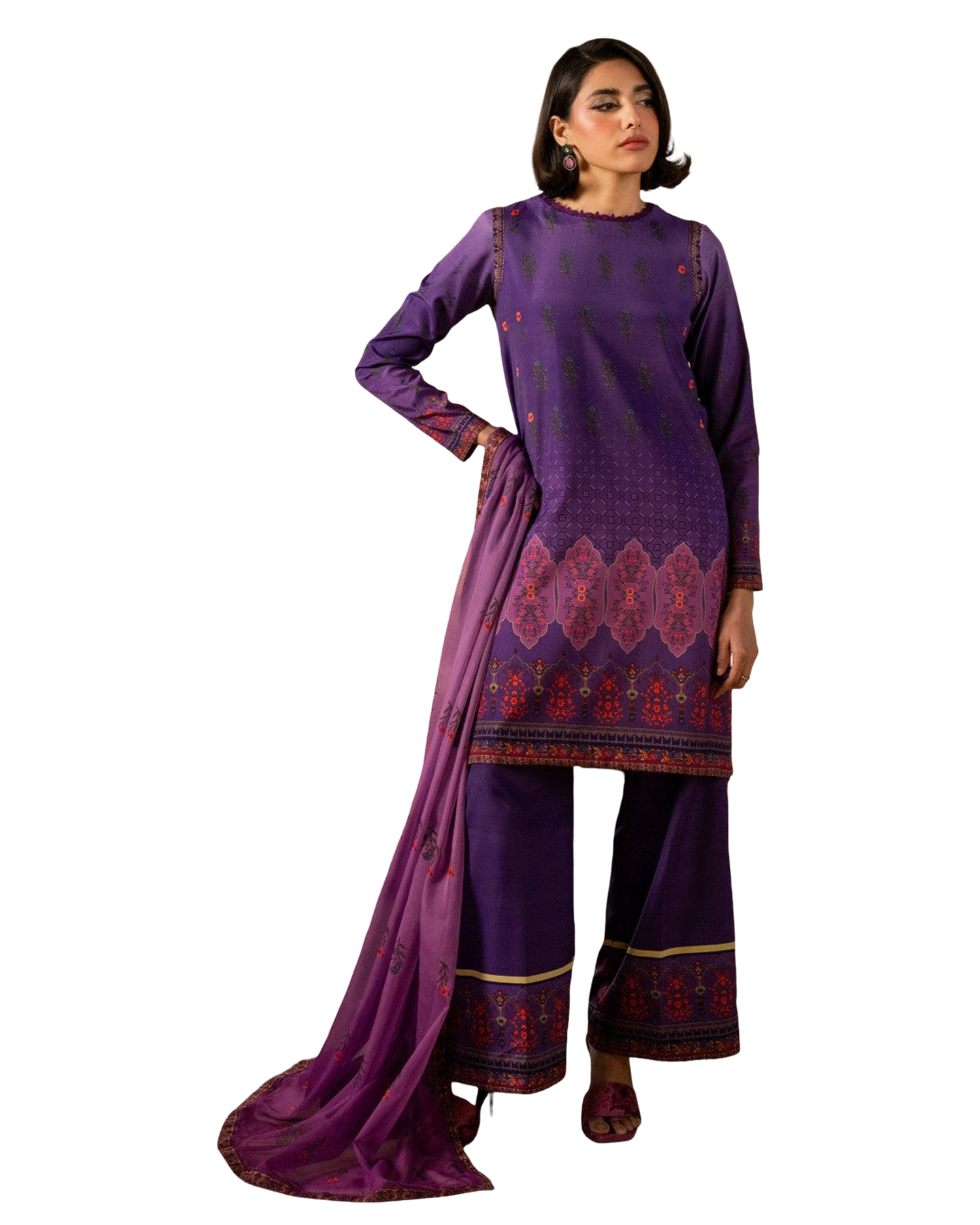 Royal Purple Printed 2-Piece Suit code 012