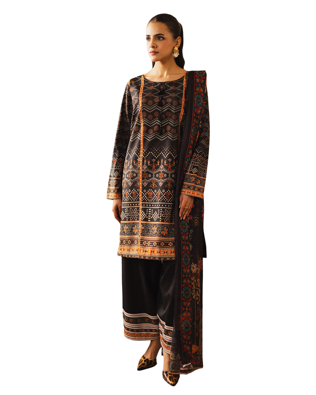 Midnight Ethnic Printed 2-Piece Suit code 019