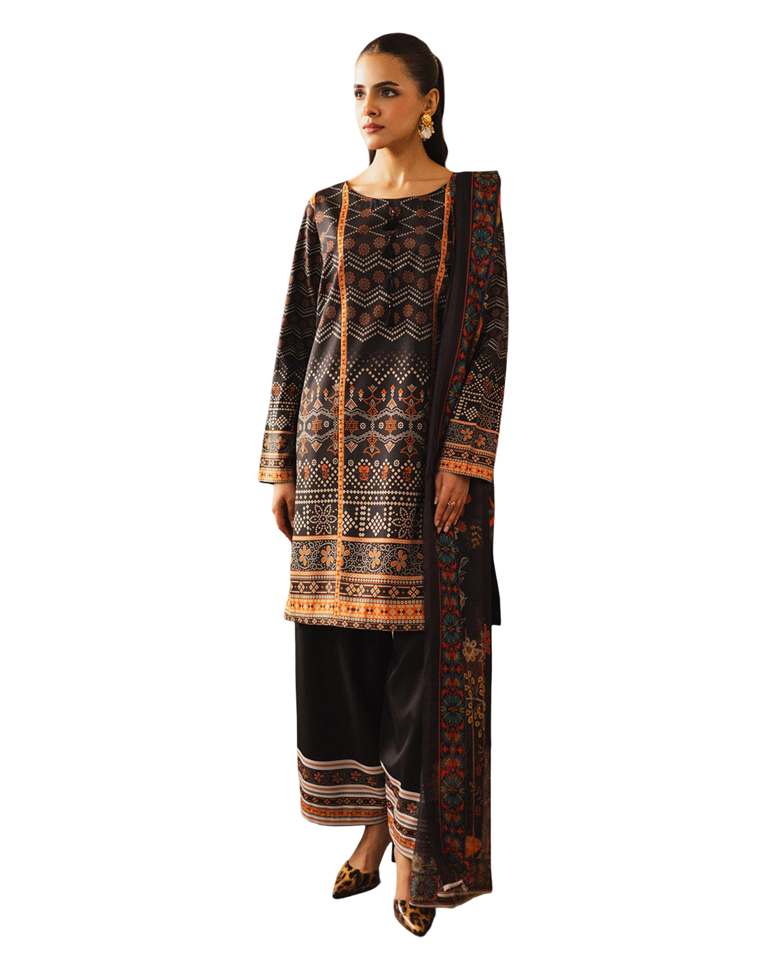 Midnight Ethnic Printed 2-Piece Suit code 019