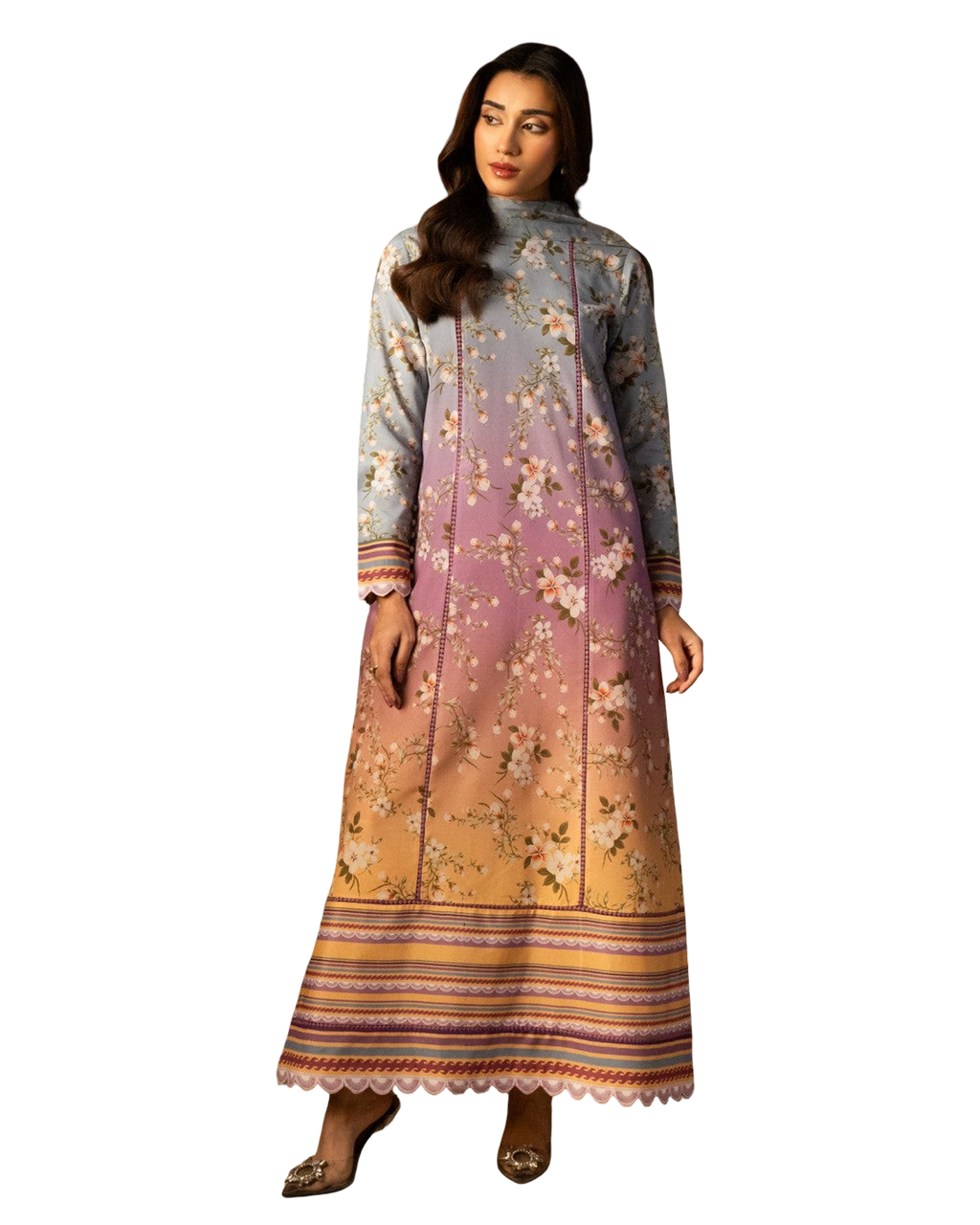 Pastel Blossom Ombre Printed Shirt 2 Piece code 017