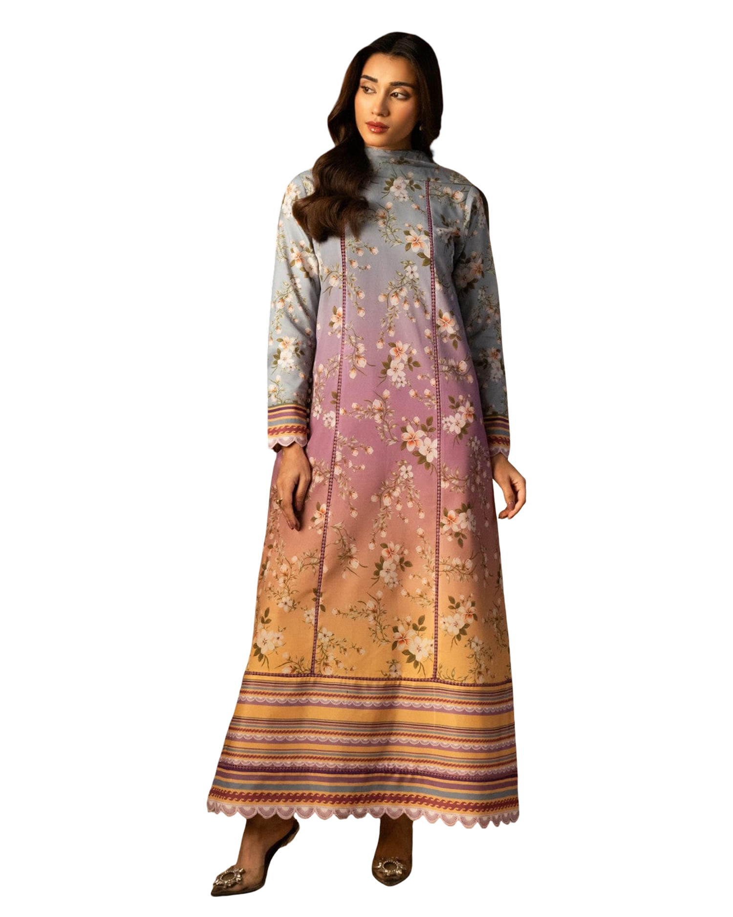 Pastel Blossom Ombre Printed Shirt 2 Piece code 017