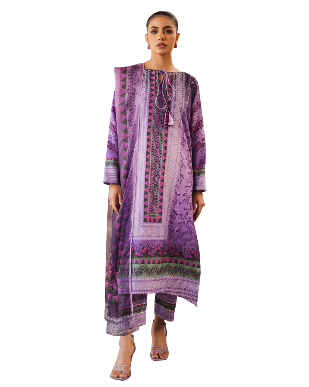 Lavender Printed 2-Piece Suit code 024