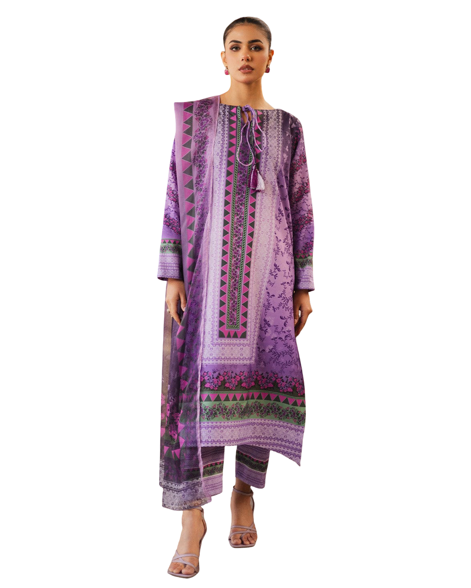 Lavender Printed 2-Piece Suit code 024