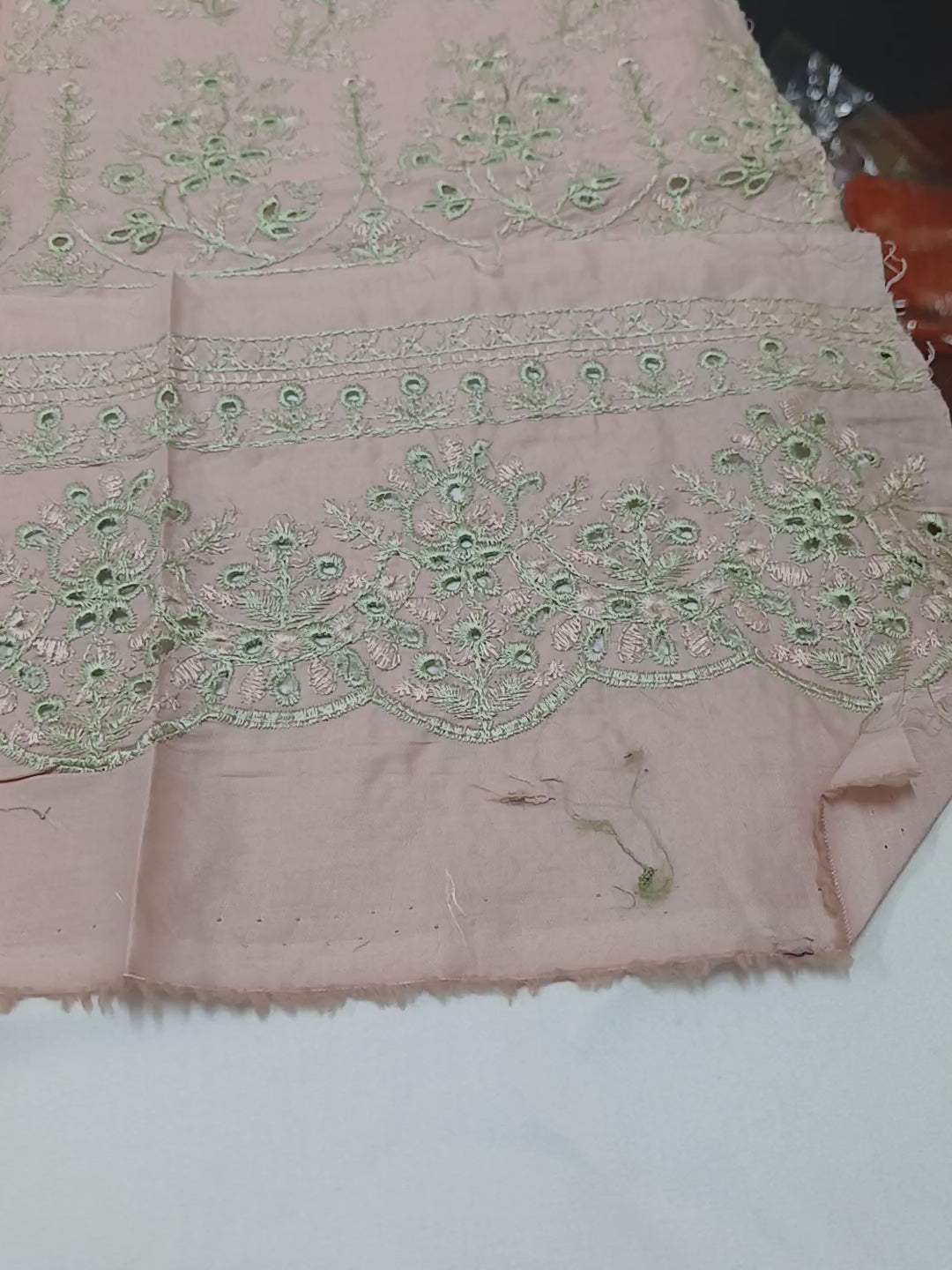 3pc Unstitched - Embroidered Peach Suit (SAW-07)