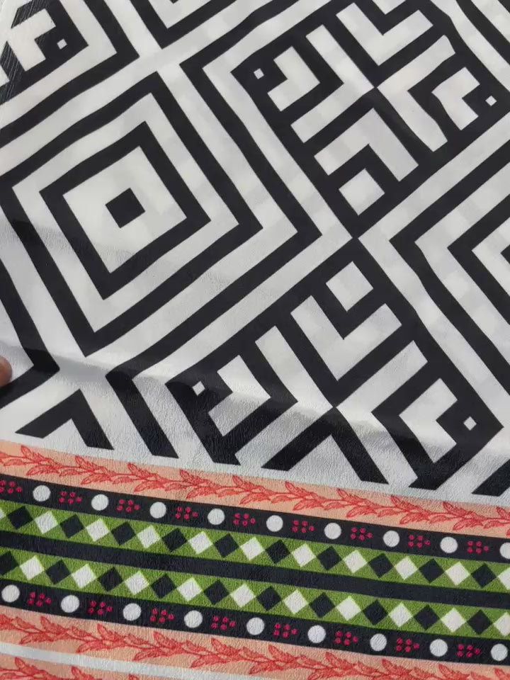 Black & White Tropical Printed 2-Piece Suit code 004