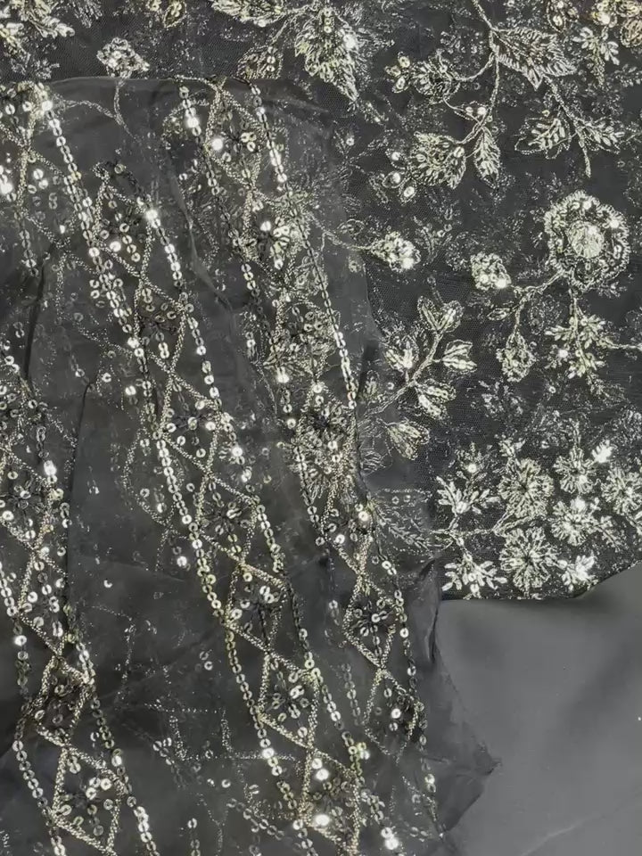 Fabric Net Color Black Unstiched 2pice shirt 3meter truzer 2.5 gaz