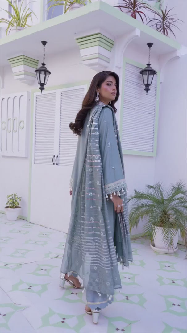 3PC Unstitched Festive Embroidered Suit (SAW-02)