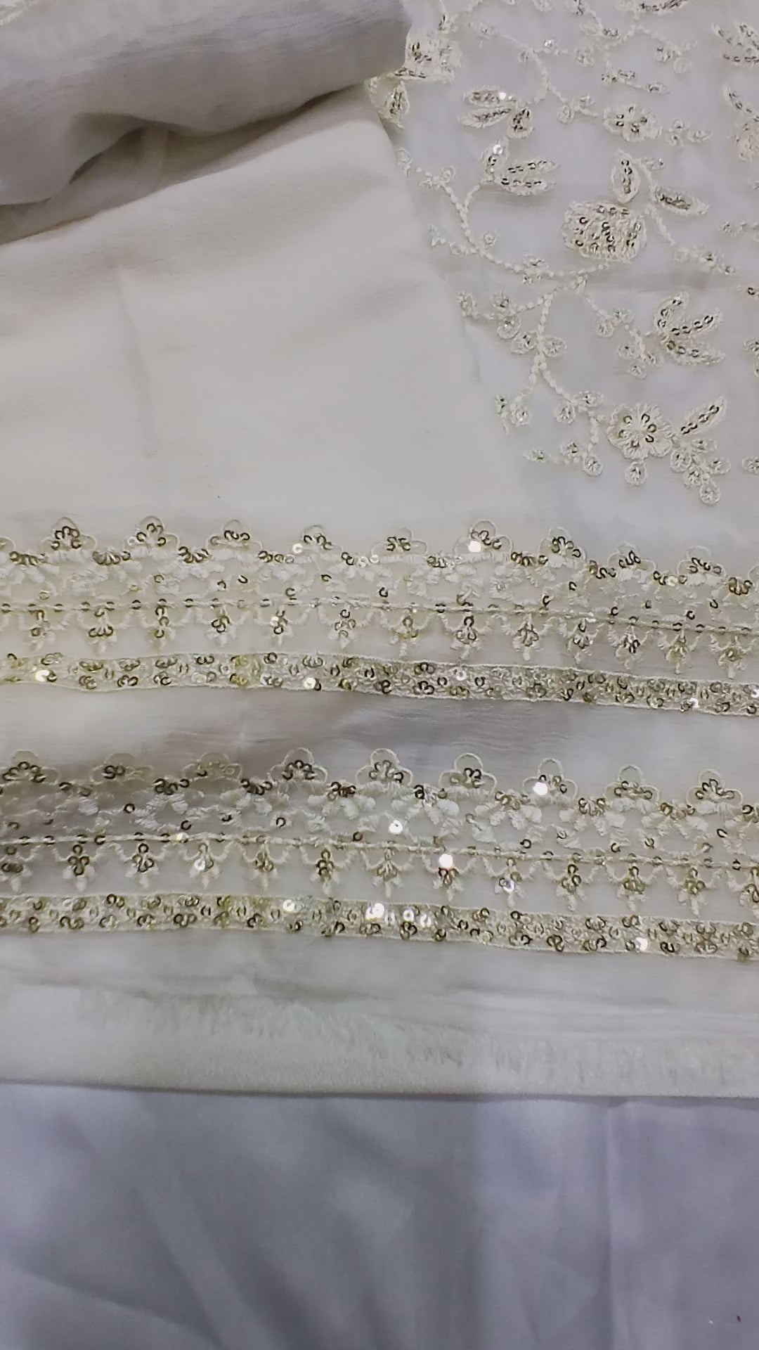 3pc Unstitched - Embroidered White Suit (SAW-06)
