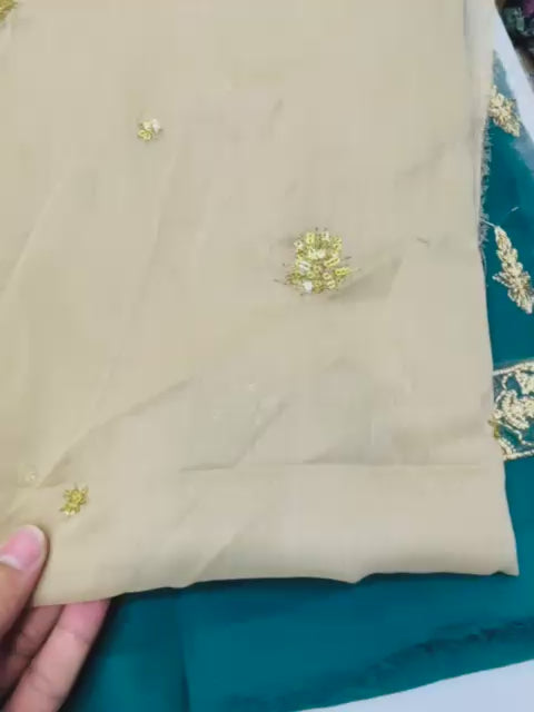 fabric chiffon color c green dupatta matching chiffon  unstitched 2 piece code 002