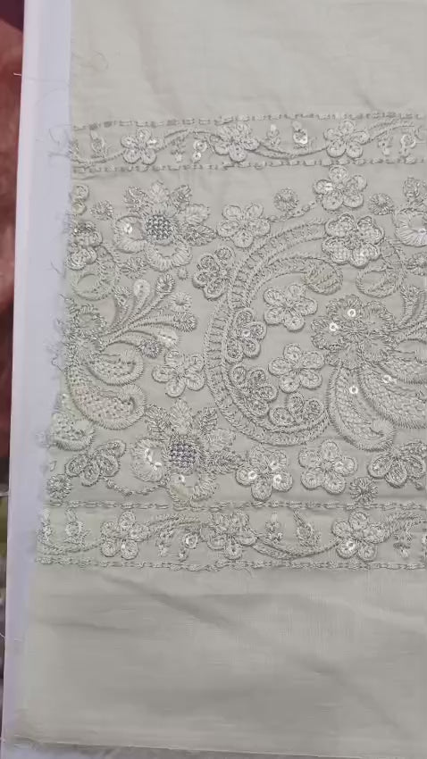 3PC Unstitched Chiffon Embroidered Suit (SAW-10)