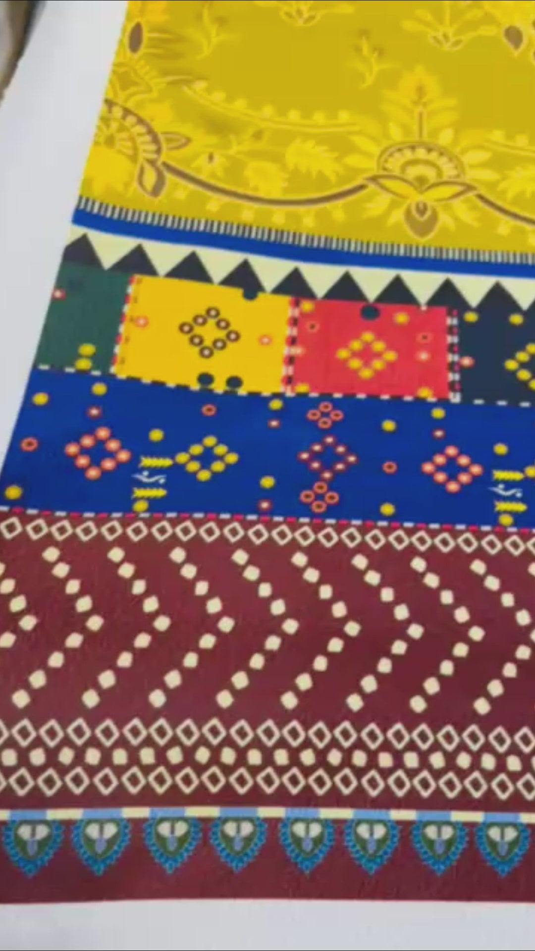 Unstitched 2-Piece Fabric Set with Floral & Geometric Patterns code 036