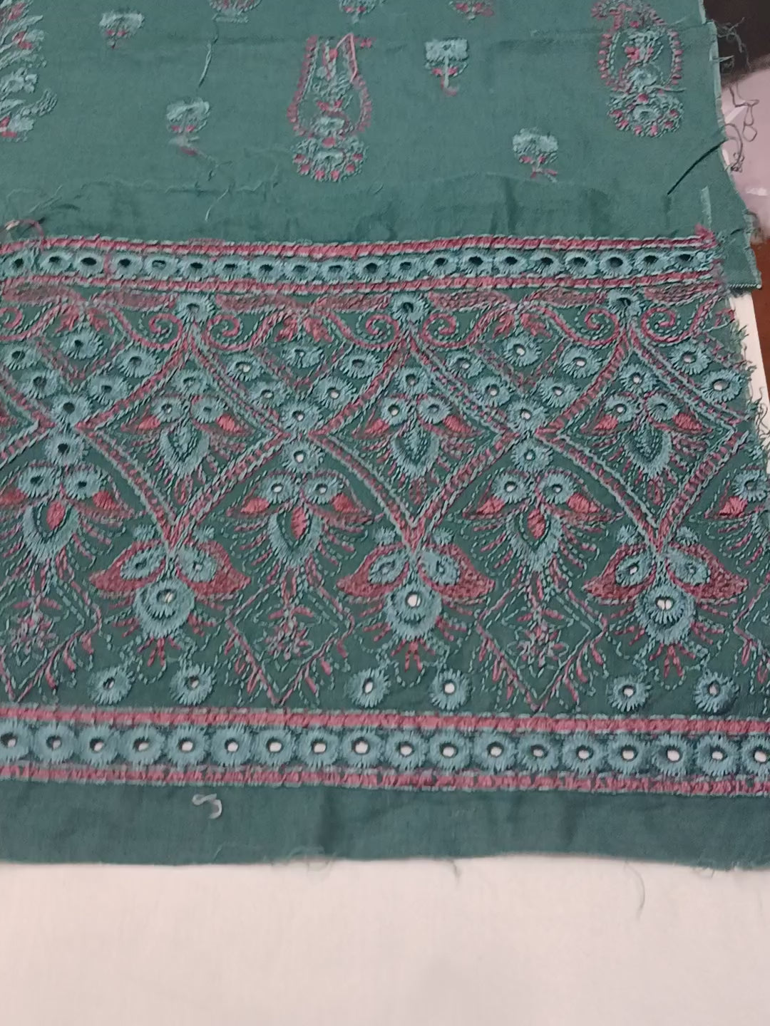 3pc Unstitched Embroidered Teal Green Suit (SAW-09)