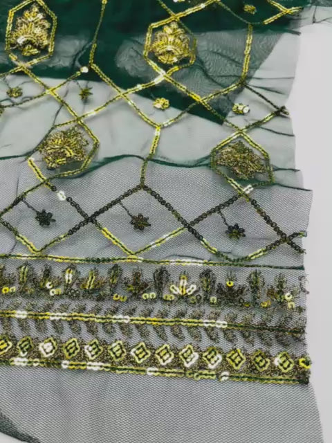 Fabric twisted silk Dupatta chiffon Color bottle green  Unstitched 2 piece Code 009