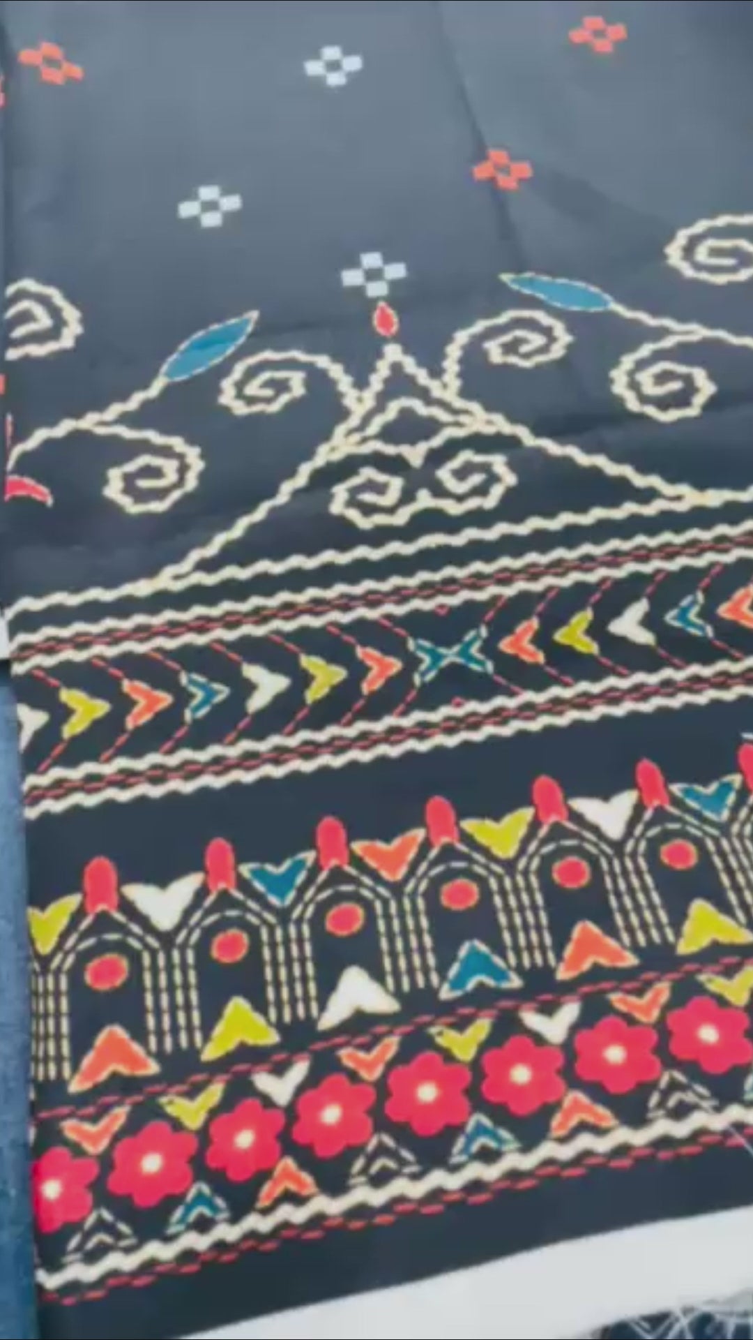 Elegant Black Printed Unstitched 2-Piece Suit code 029