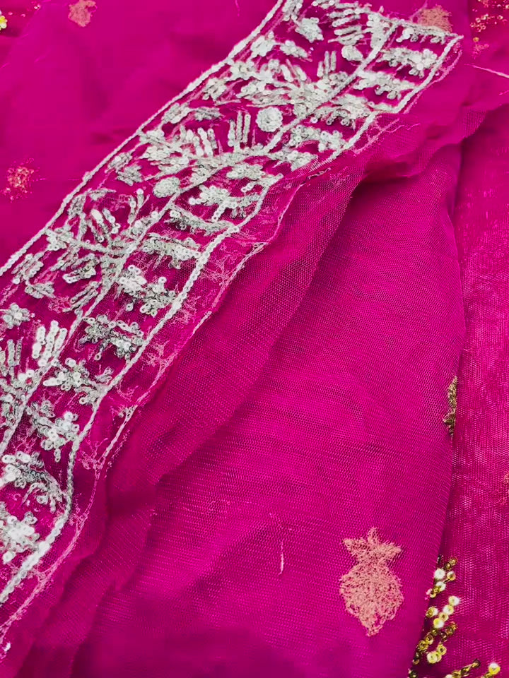 fabric net color pink unstitched 2 piece code 001
