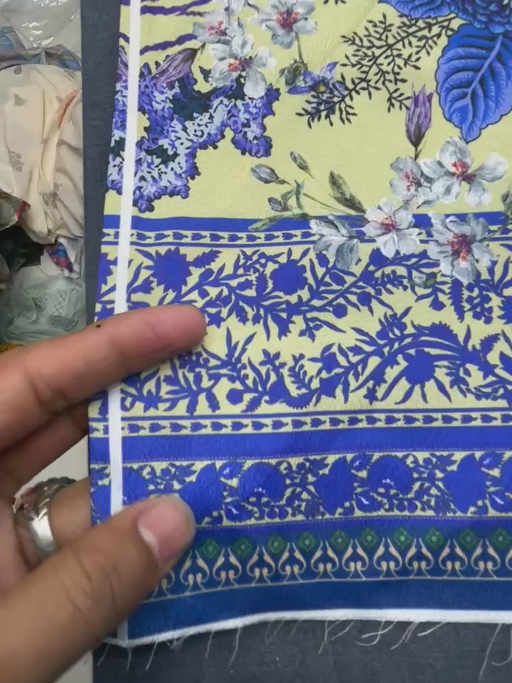 Beige & Blue Floral Printed Kurta code 007