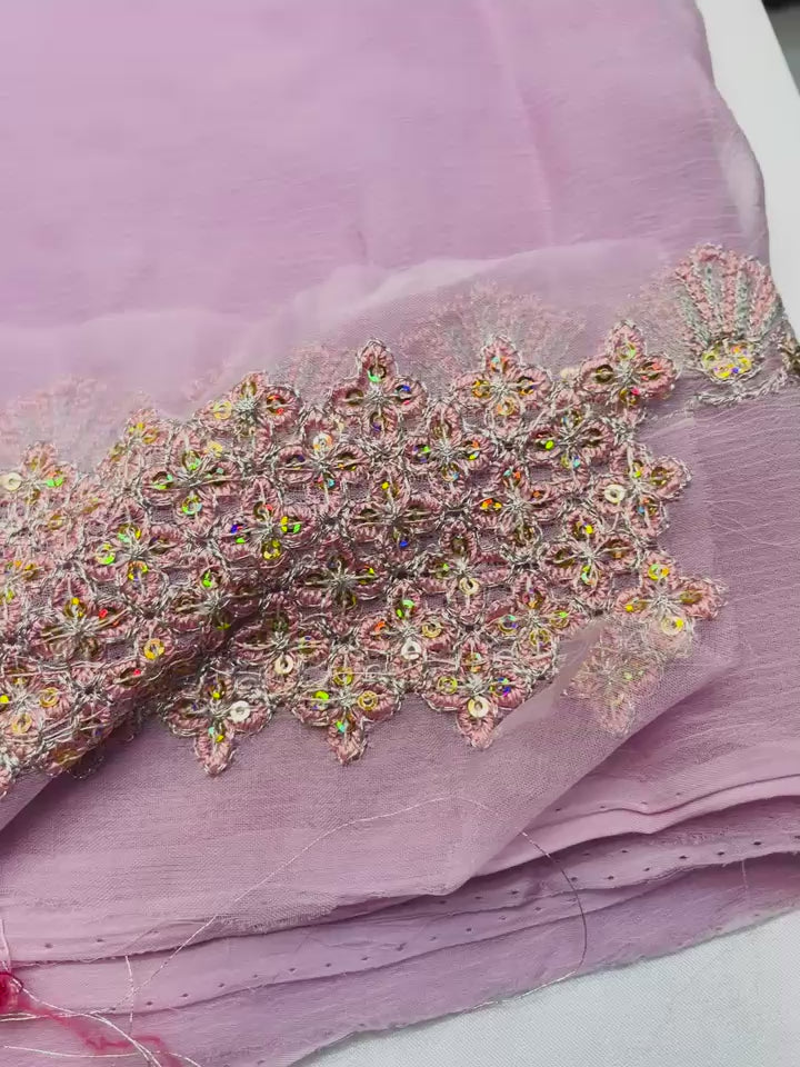 Light Purple Chiffon – Unstitched 2-Piece Suit