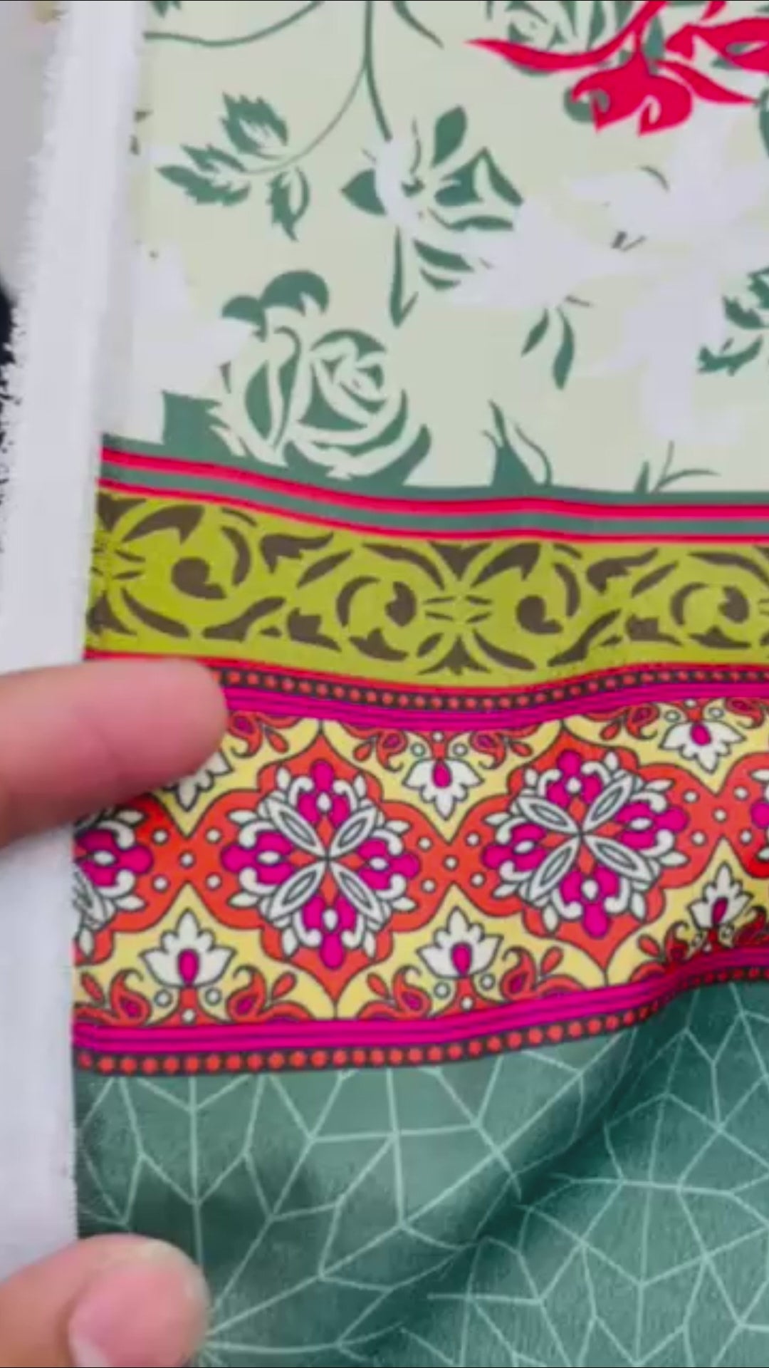 Elegant Green Floral Print Fabric Set – Unstitched 2-Piece code 040