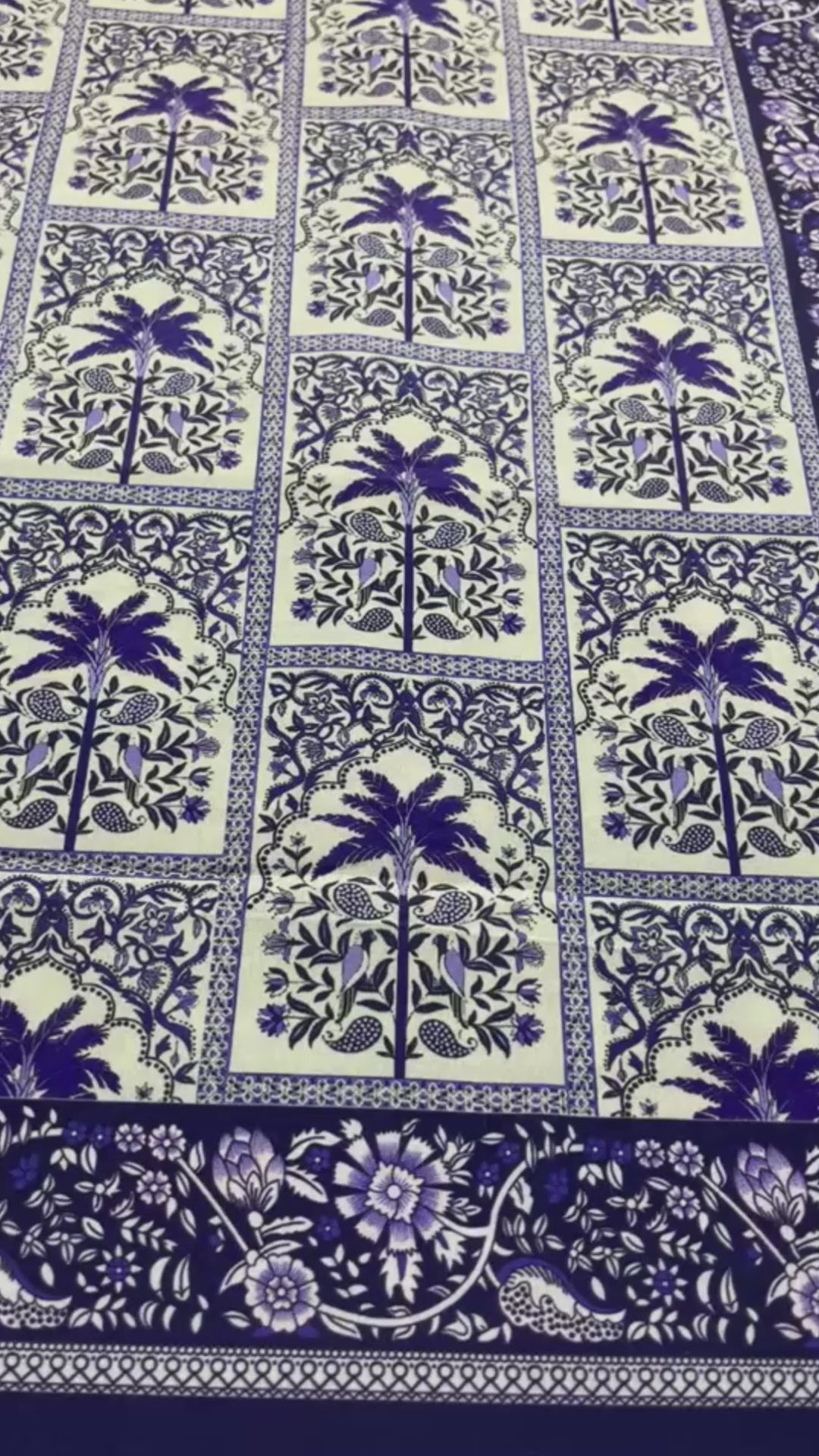 Blue and White Floral Block Print Fabric Set – Unstitched 2-Piece code 041