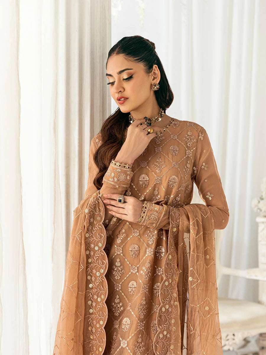 3PC Unstitched Chiffon Embroidered Suit (SAW-01)