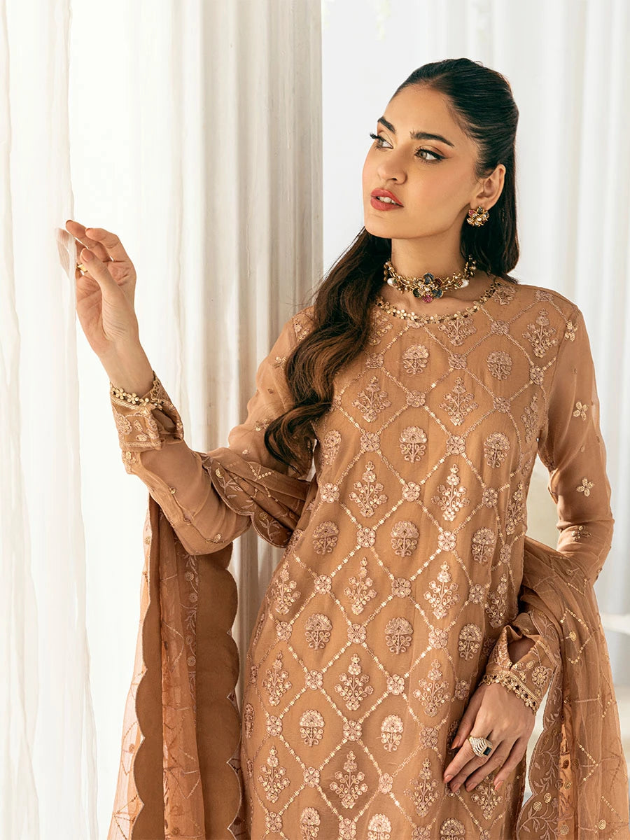3PC Unstitched Chiffon Embroidered Suit (SAW-01)